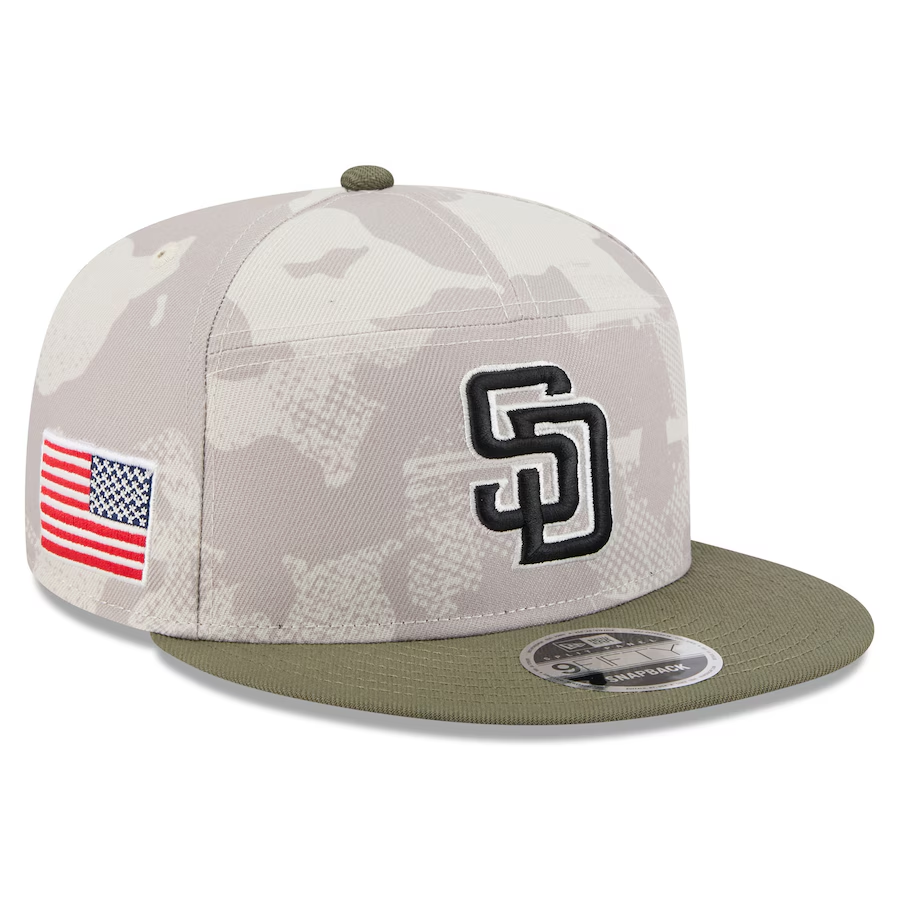 SAN DIEGO PADRES 2025 MLB ARMED FORCES 9FIFTY SNAPBACK HAT - STONE/OLIVE