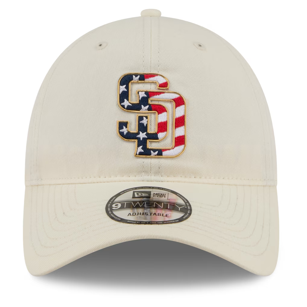 SAN DIEGO PADRES 2026 MLB USA 250 4TH OF JULY 9TWENTY ADJUSTABLE HAT - CHROME WHITE