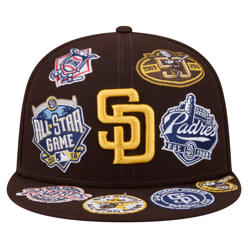 SAN DIEGO PADRES ALL OVER PATCH 59FIFTY FITTED HAT - BROWN