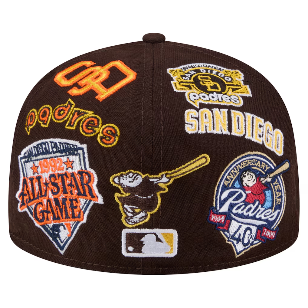 SAN DIEGO PADRES ALL OVER PATCH 59FIFTY FITTED HAT - BROWN