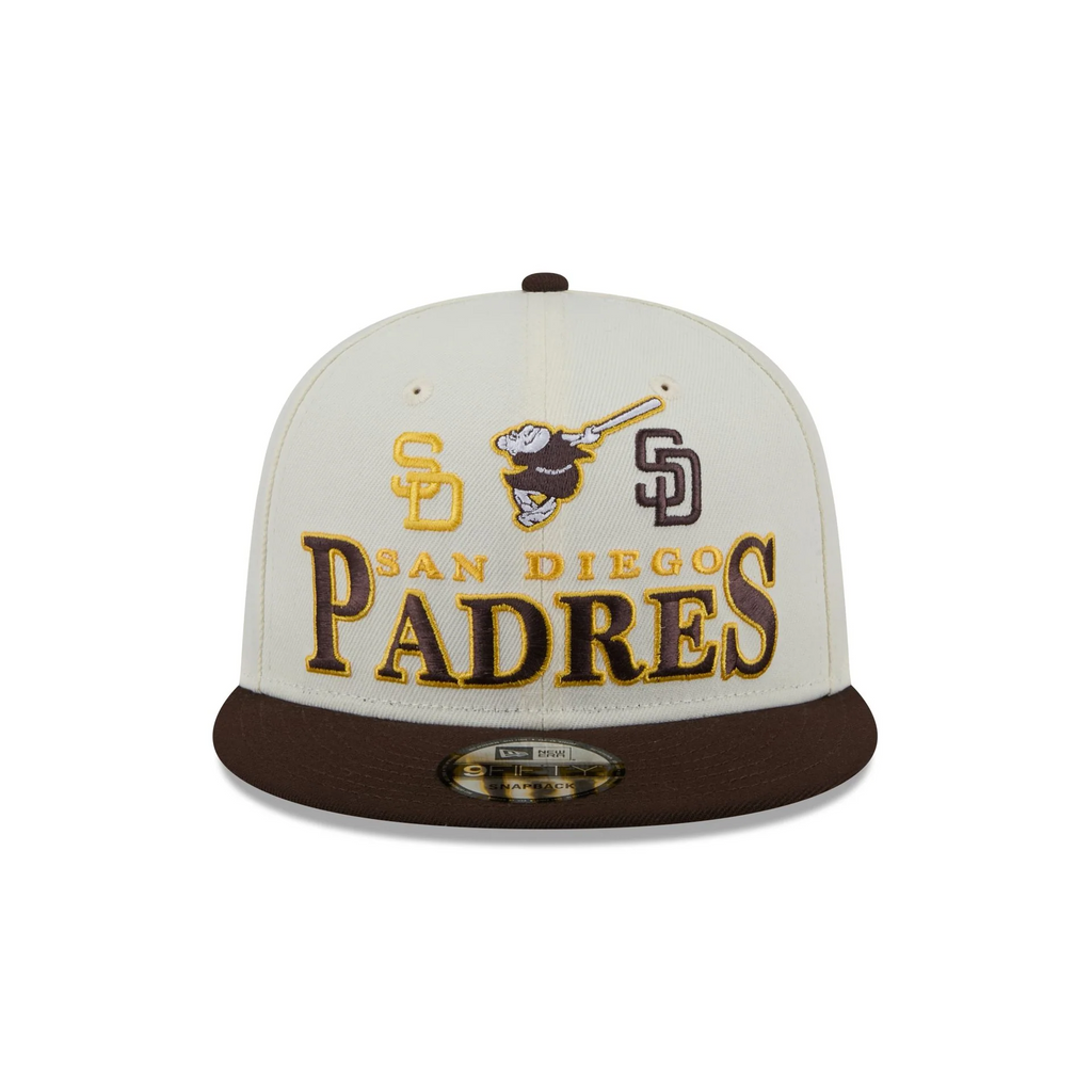 SAN DIEGO PADRES ARCHIVE 9FIFTY SNAPBACK HAT - CHROME WHITE