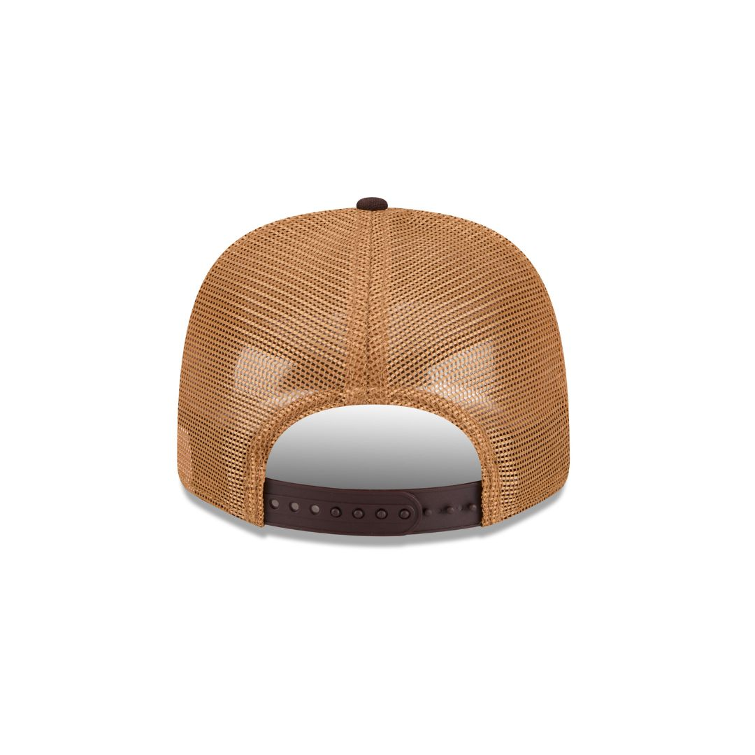 SAN DIEGO PADRES DEBOSSED LOGO TRUCKER  9SEVENTY SNAPBACK HAT - BROWN