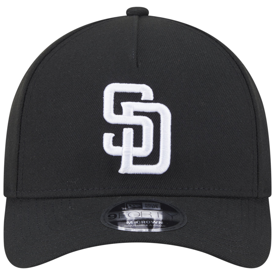 SAN DIEGO PADRES M-CROWN 9FORTY A-FRAME SNAPBACK HAT - BLACK/WHITE