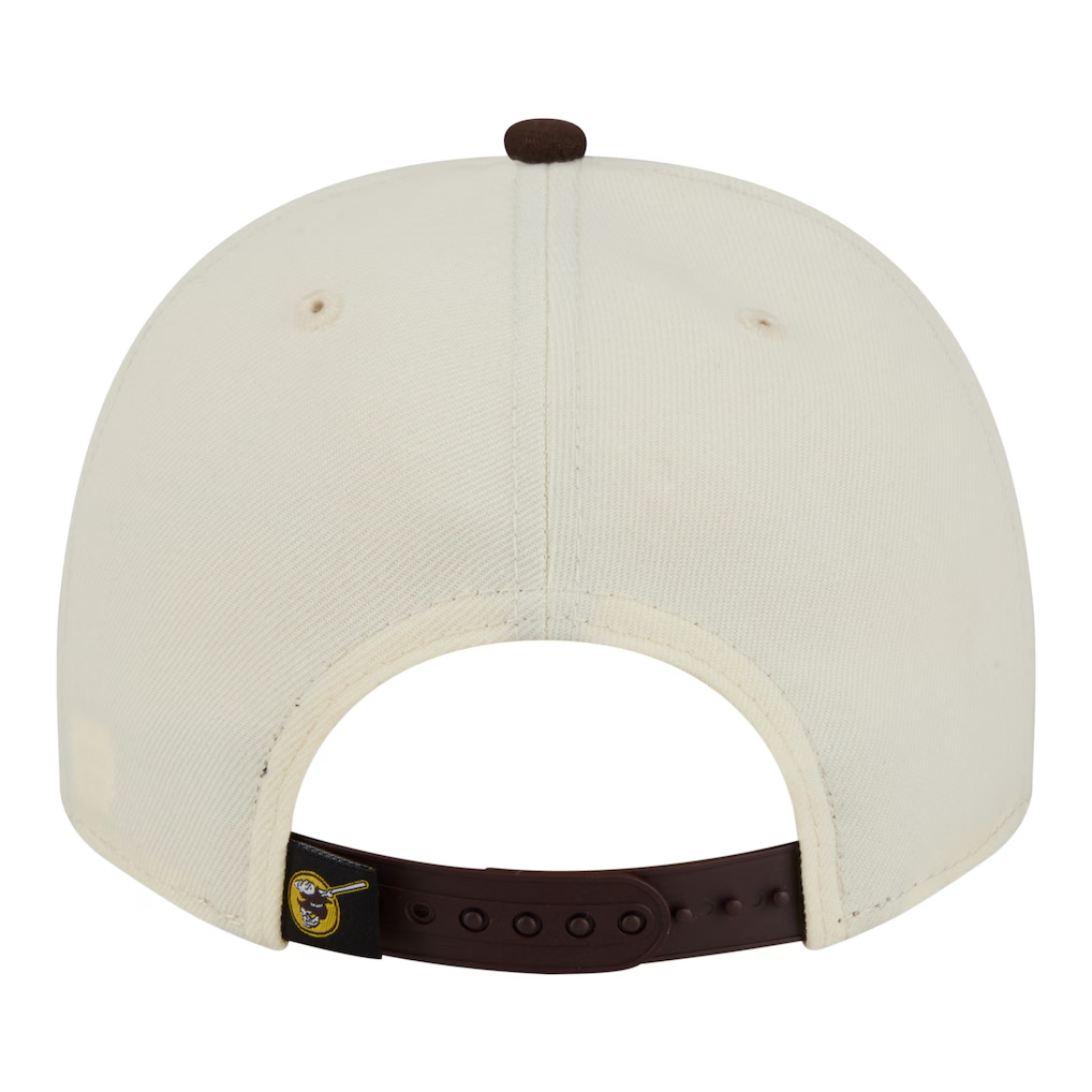 SAN DIEGO PADRES NEW ERA CLASSIC 9FIFTY A-FRAME SNAPBACK HAT - CHROME WHITE/BROWN
