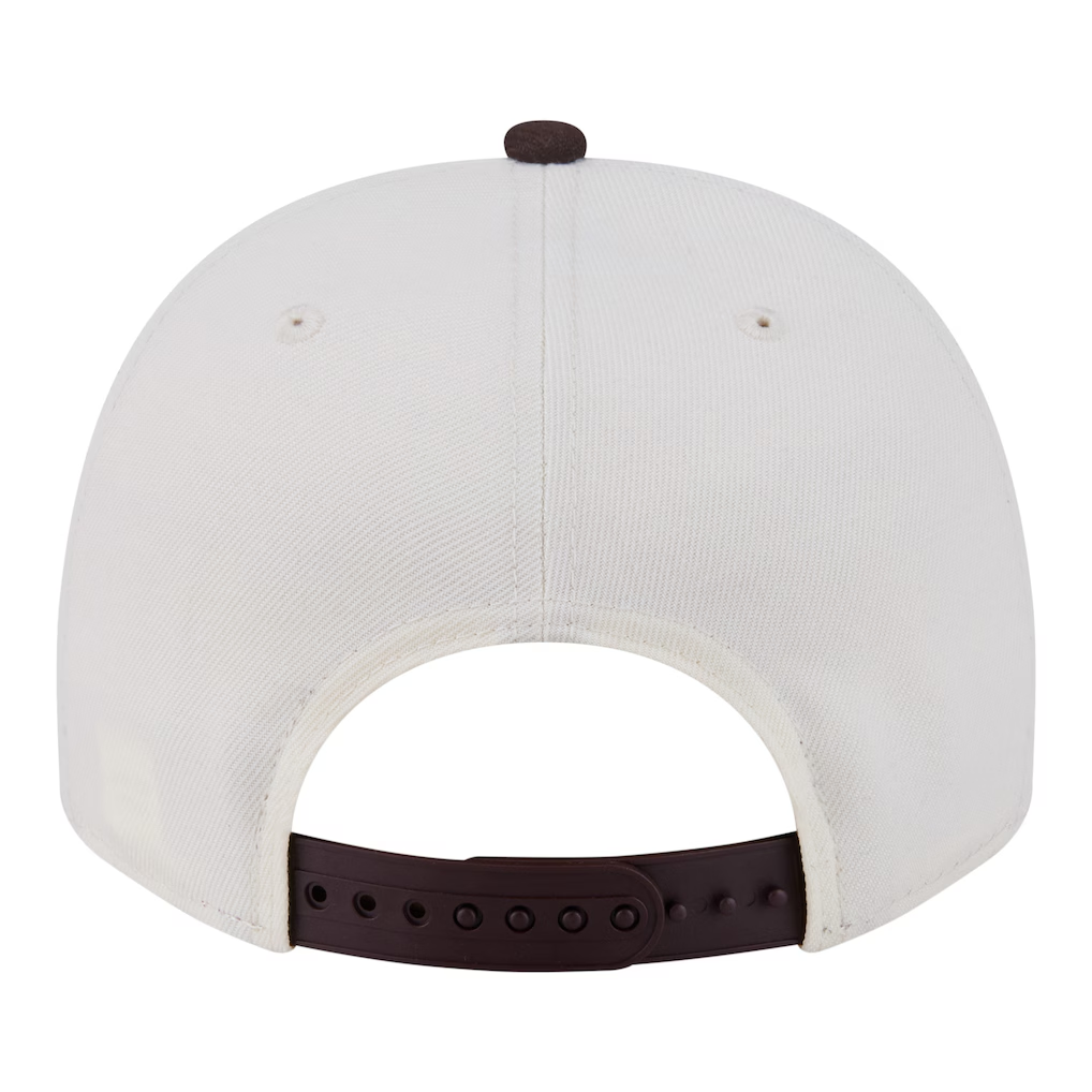 SAN DIEGO PADRES NEW ERA TRI-HIT 9FIFTY A-FRAME SNAPBACK HAT - CHROME WHITE/BROWN