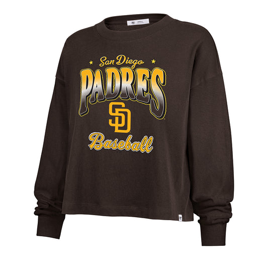 SAN DIEGO PADRES WOMEN'S '47 BRAND VIBE CHECK LONG SLEEVE T-SHIRT - BROWN