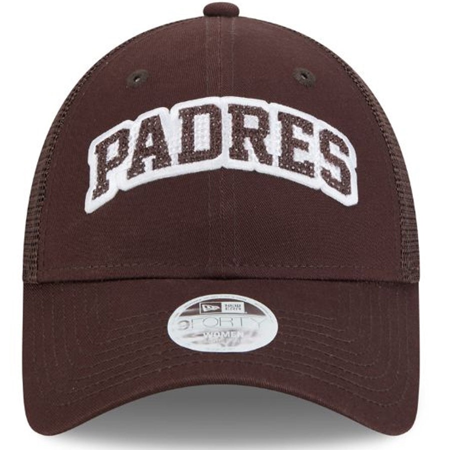 SAN DIEGO PADRES WOMEN'S ARCH GLITZ 9FORTY ADJUSTABLE HAT - BROWN