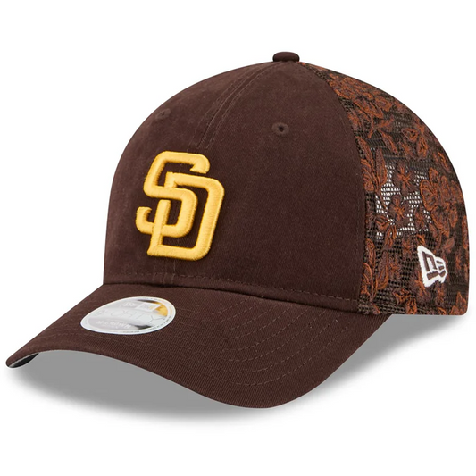 SAN DIEGO PADRES WOMEN'S FLORAL MESH 9FORTY M-CROWN TRUCKER HAT - BROWN