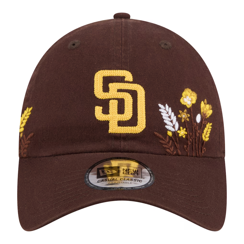 SAN DIEGO PADRES WOMEN'S NEW ERA WILDFLOWER CASUAL CLASSIC ADJUSTABLE HAT - BROWN