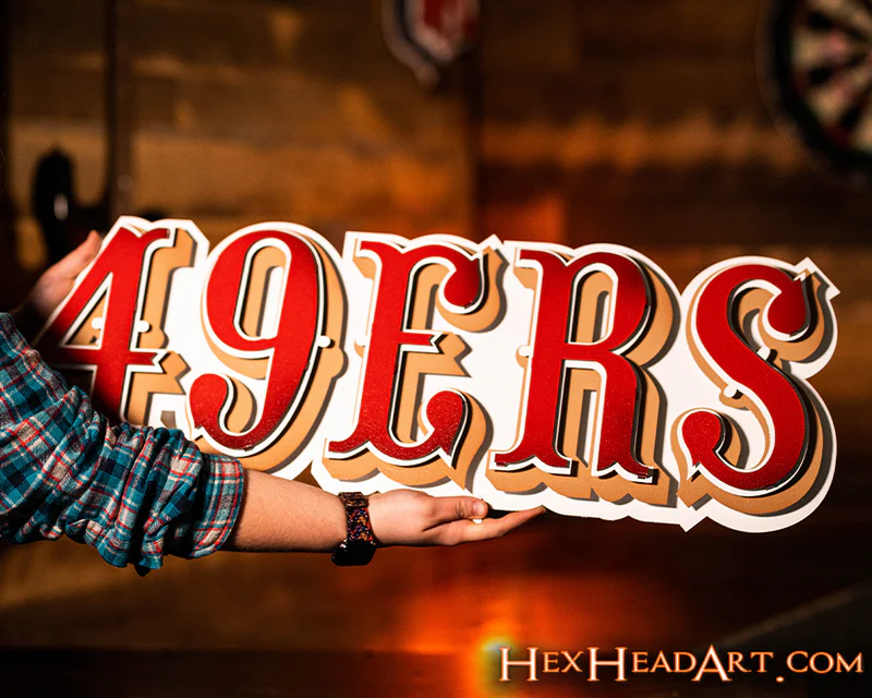 SAN FRANCISCO 49ERS "1972-2004" VINTAGE LOGO 3D METAL ART - 29" X 11"