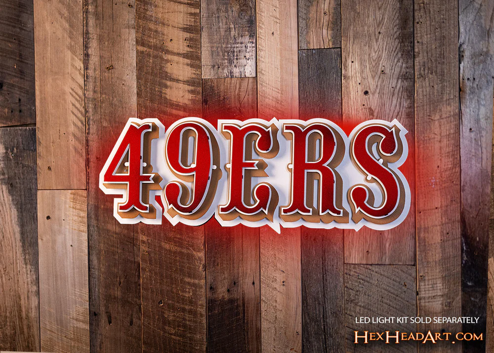 SAN FRANCISCO 49ERS "1972-2004" VINTAGE LOGO 3D METAL ART - 29" X 11"