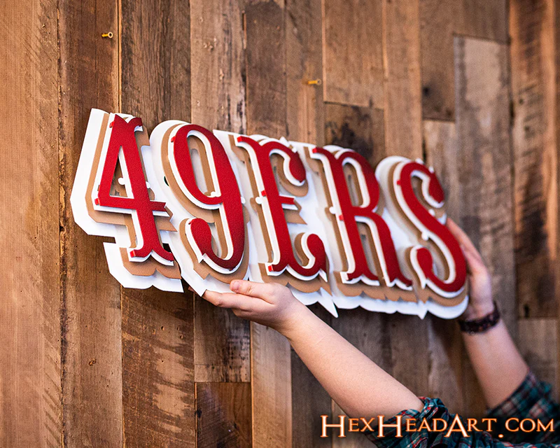SAN FRANCISCO 49ERS "1972-2004" VINTAGE LOGO 3D METAL ART - 29" X 11"