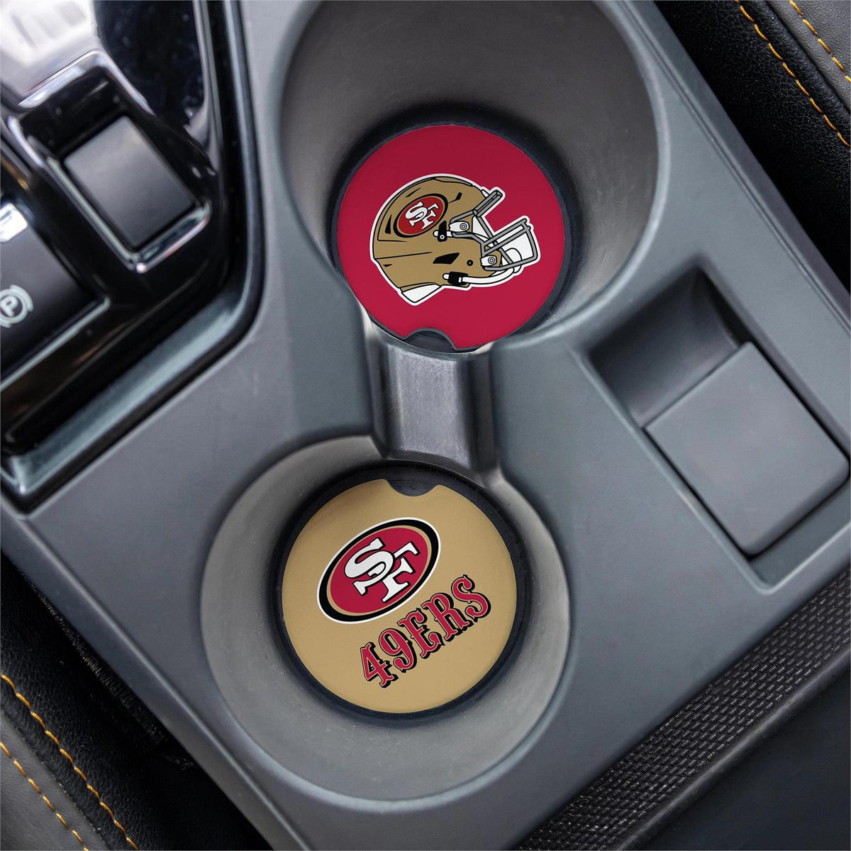 SAN FRANCISCO 49ERS 2-PIECE CAR COASTER SET