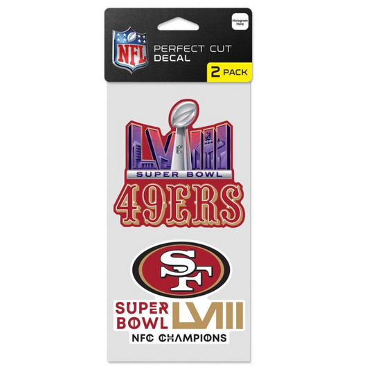 SAN FRANCISCO 49ERS 2023 NFC CHAMPIONS PERFECT CUT DECAL SET 4" X 4"