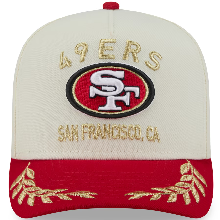 SAN FRANCISCO 49ERS 2025 NFL DRAFT 9FIFTY A-FRAME SNAPBACK HAT - CHROME WHITE/RED