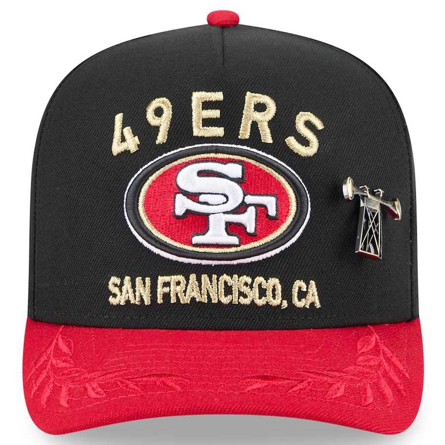 SAN FRANCISCO 49ERS 2025 NFL DRAFT A-FRAME 59FIFTY FITTED HAT - BLACK/RED