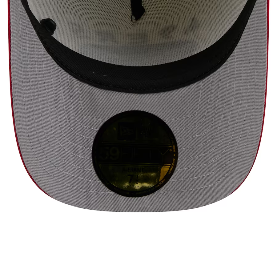 SAN FRANCISCO 49ERS 2025 NFL DRAFT A-FRAME 59FIFTY FITTED HAT - CHROME WHITE/RED