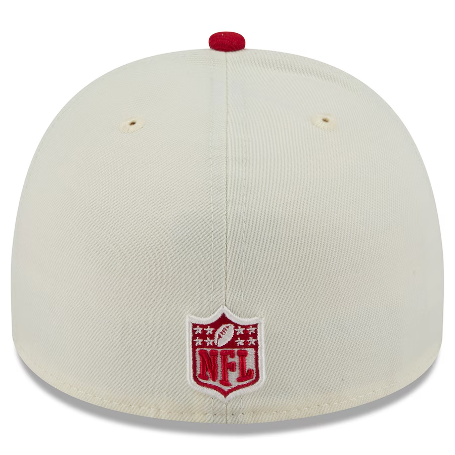SAN FRANCISCO 49ERS 2025 NFL DRAFT A-FRAME 59FIFTY FITTED HAT - CHROME WHITE/RED