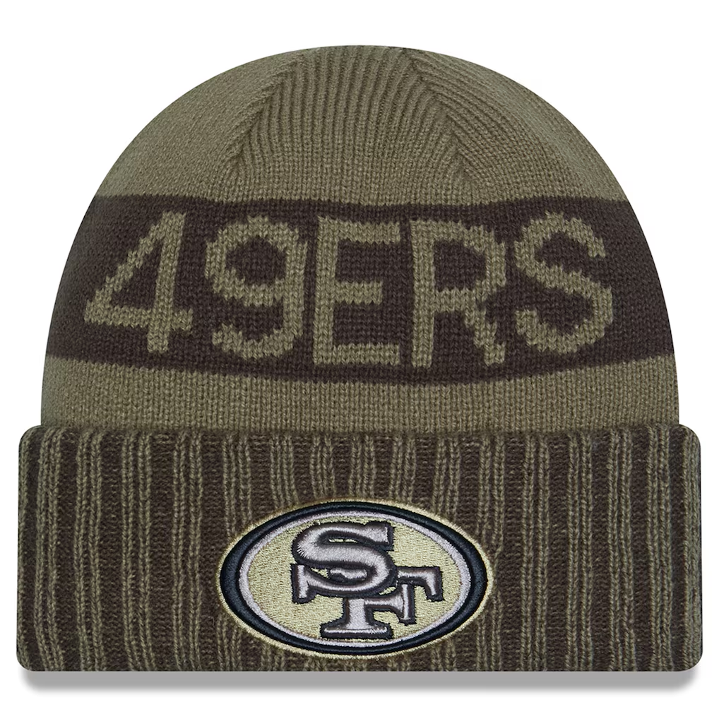 SAN FRANCISCO 49ERS 2025 NFL SALUTE TO SERVICE CUFFED KNIT BEANIE - DARK GREEN
