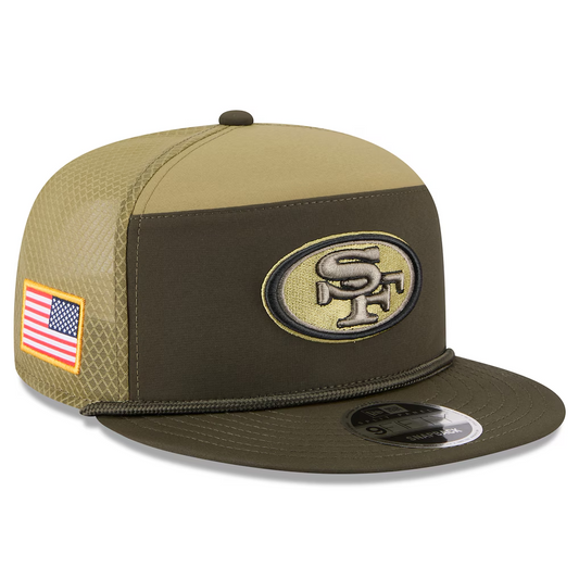 SAN FRANCISCO 49ERS 2025 NFL SALUTE TO SERVICE SPLIT PANEL 9FIFTY SNAPBACK HAT - DARK GREEN