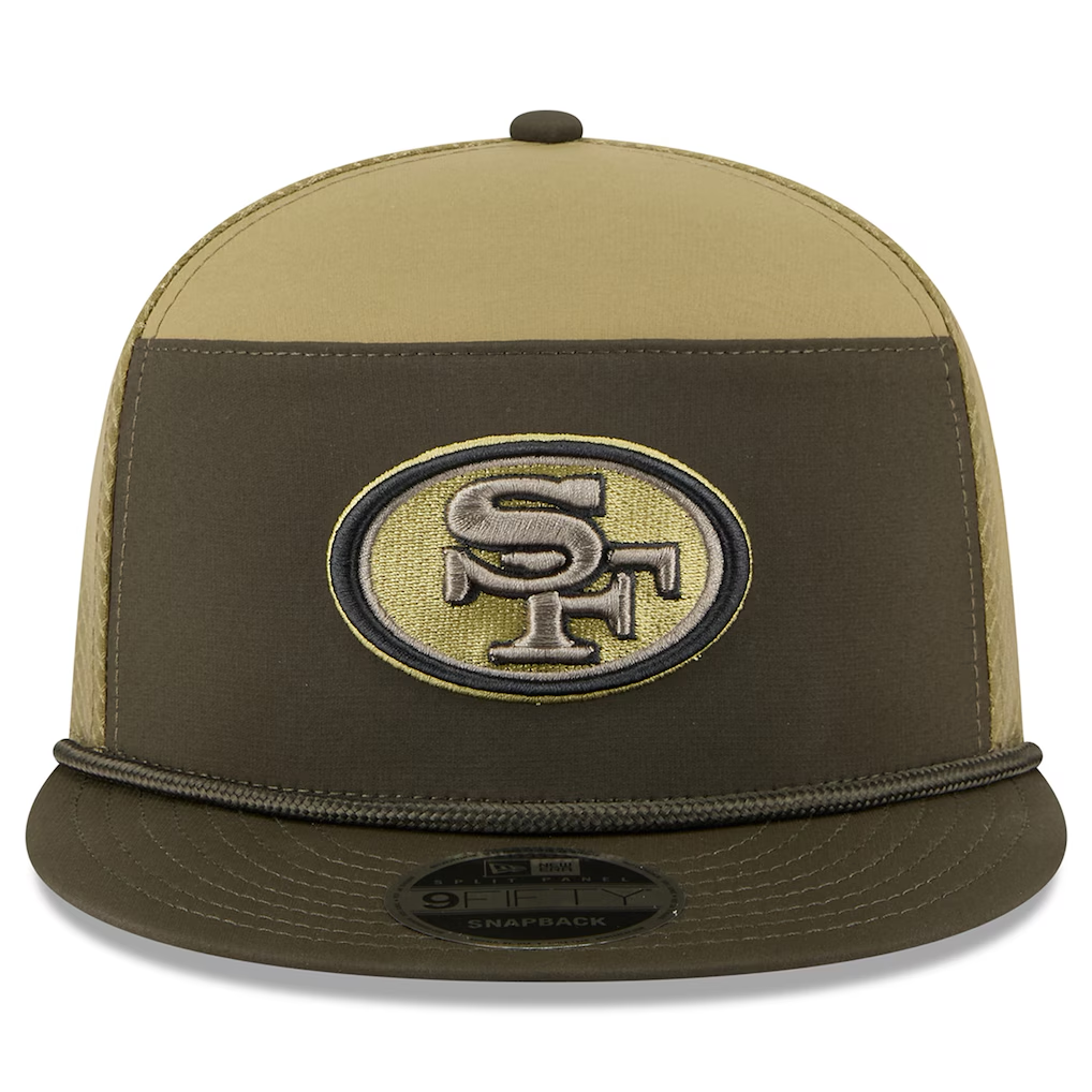 SAN FRANCISCO 49ERS 2025 NFL SALUTE TO SERVICE SPLIT PANEL 9FIFTY SNAPBACK HAT - DARK GREEN