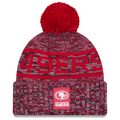 SAN FRANCISCO 49ERS 2025 NFL SIDELINE COLD WEATHER CUFFED KNIT WITH POM - RED