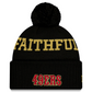 SAN FRANCISCO 49ERS 2025 RIVALRY SIDELINE COLLECTION CUFFED KNIT WITH POM - BLACK