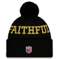 SAN FRANCISCO 49ERS 2025 RIVALRY SIDELINE COLLECTION CUFFED KNIT WITH POM - BLACK