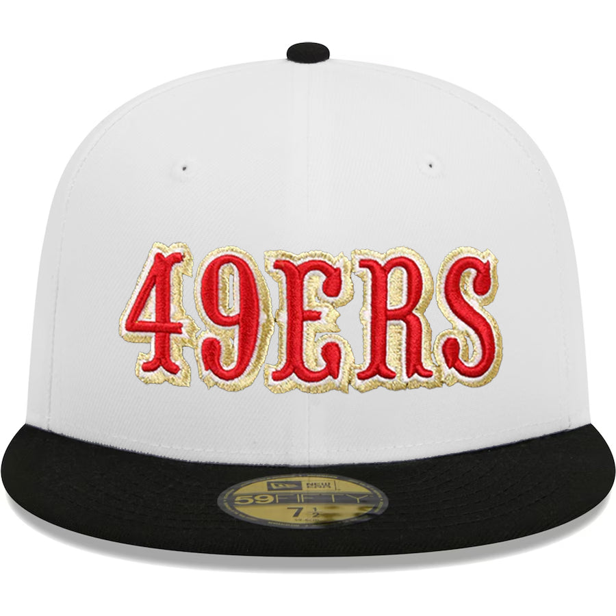 SAN FRANCISCO 49ERS 40TH ANNIVERSARY WORDMARK CUSTOM 59FIFTY FITTED HAT - WHITE/BLACK