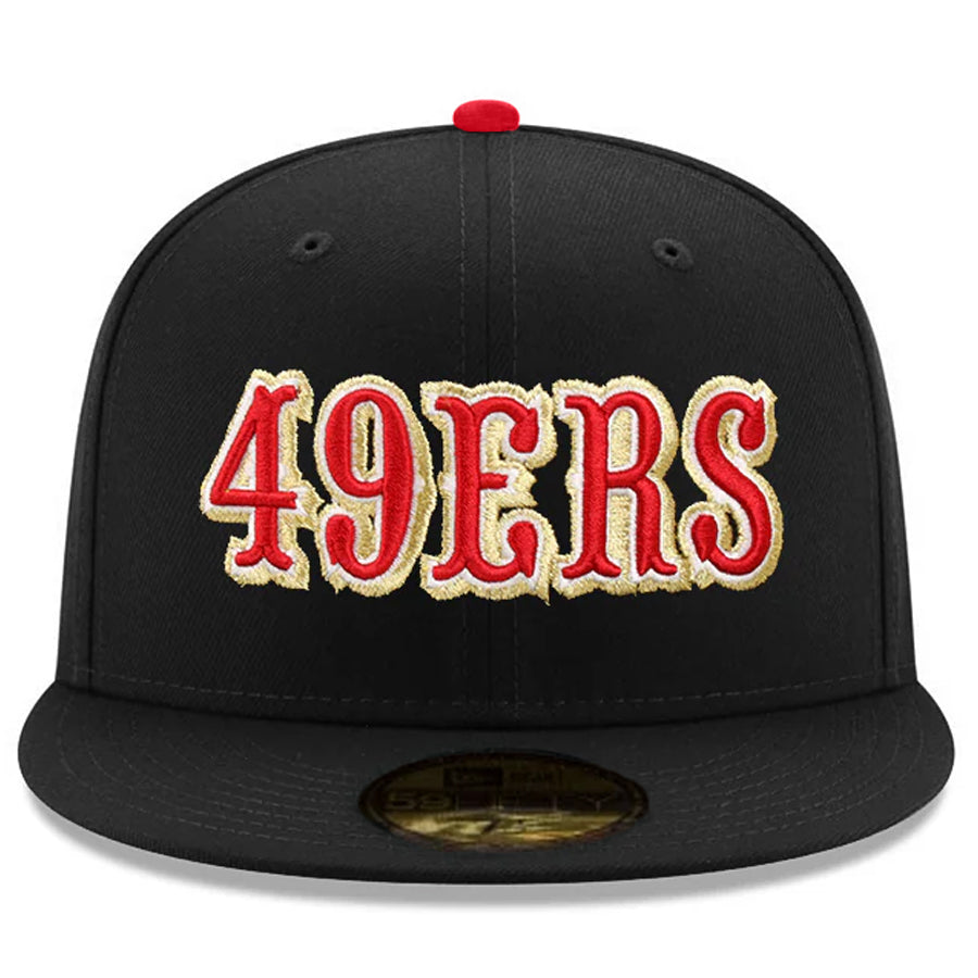 SAN FRANCISCO 49ERS 60TH ANNIVERSARY WORDMARK CUSTOM 59FIFTY FITTED HAT - BLACK/RED