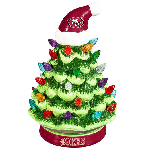 SAN FRANCISCO 49ERS 8" LED CERAMIC CHRISTMAS TREE