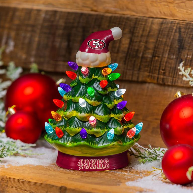 SAN FRANCISCO 49ERS 8" LED CERAMIC CHRISTMAS TREE