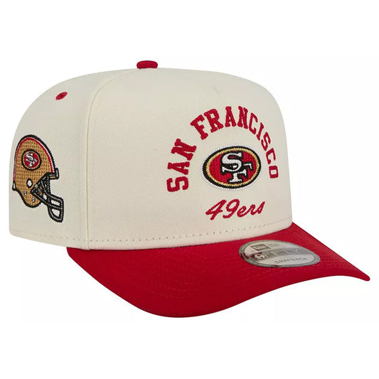 SAN FRANCISCO 49ERS ARCHED 9FIFTY A-FRAME SNAPBACK HAT - CHROME WHITE/RED