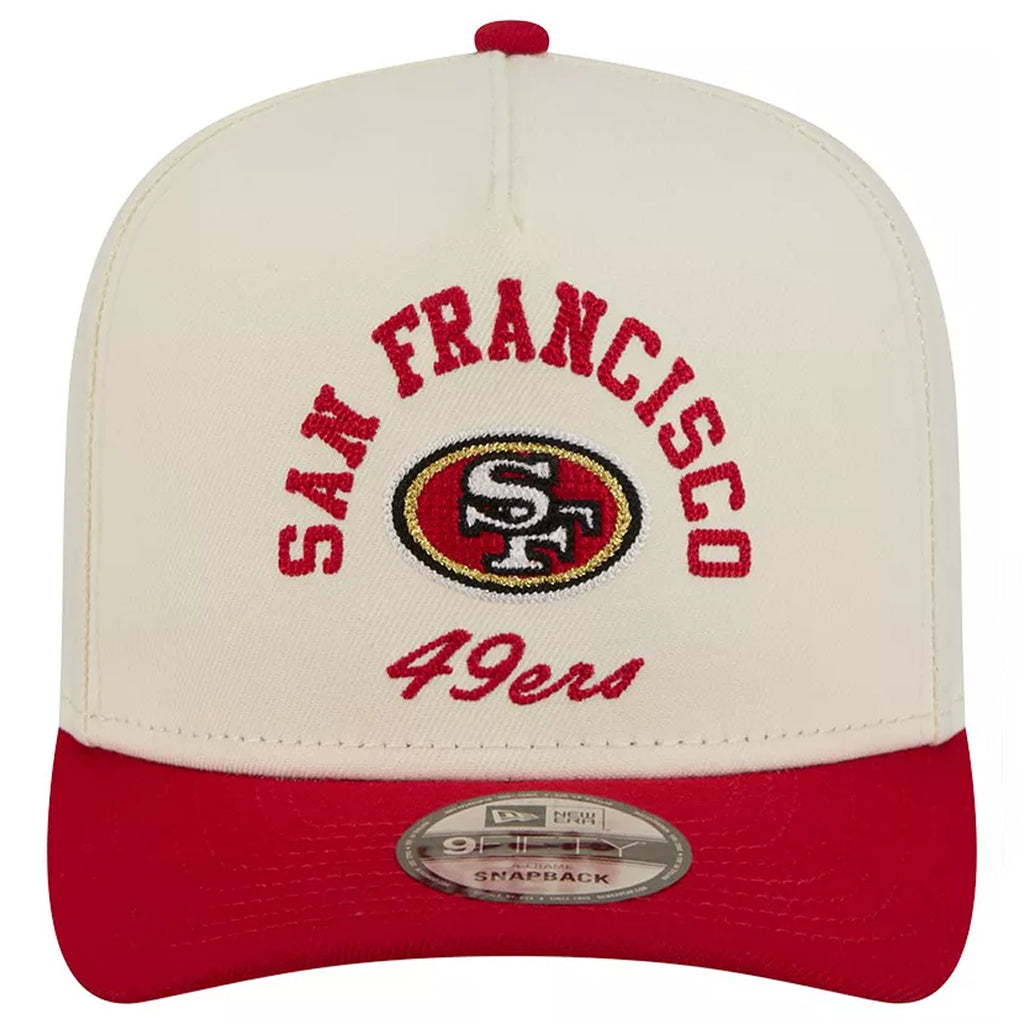 SAN FRANCISCO 49ERS ARCHED 9FIFTY A-FRAME SNAPBACK HAT - CHROME WHITE/RED