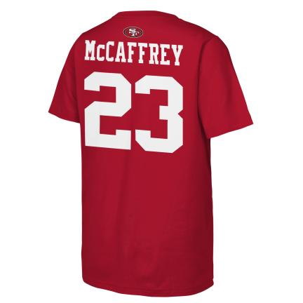 SAN FRANCISCO 49ERS CHRISTIAN MCCAFFREY YOUTH OUTERSTUFF NAME NUMBER T-SHIRT - RED