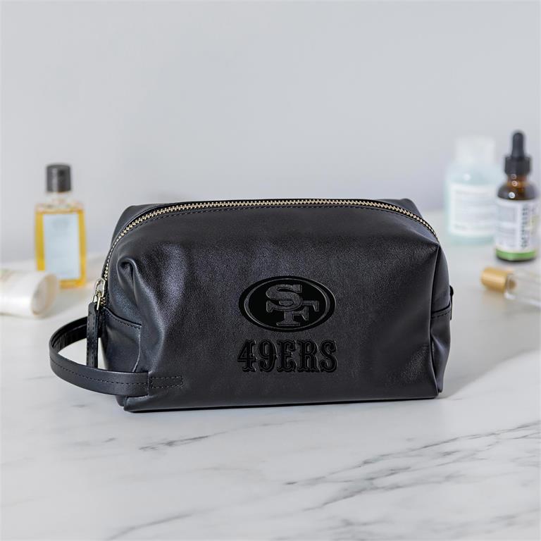 SAN FRANCISCO 49ERS EMBOSSED TOILETRY BAG - BLACK