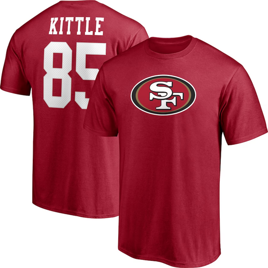 SAN FRANCISCO 49ERS GEORGE KITTLE MEN'S PLAYER ICON NAME & NUMBER T-SHIRT