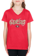 SAN FRANCISCO 49ERS GIRLS NEW ERA WAVY SEQUIN FLIP T-SHIRT - RED