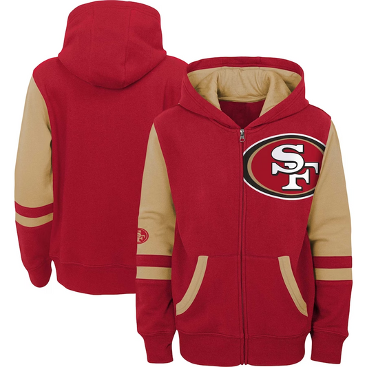 SAN FRANCISCO 49ERS INFANT FULL ZIP STADIUM COLOR BLOCK HOODED SWEATSHIRT