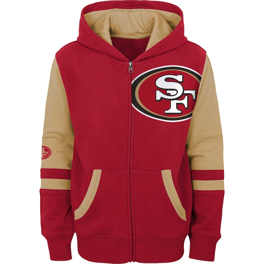SAN FRANCISCO 49ERS INFANT FULL ZIP STADIUM COLOR BLOCK HOODED SWEATSHIRT