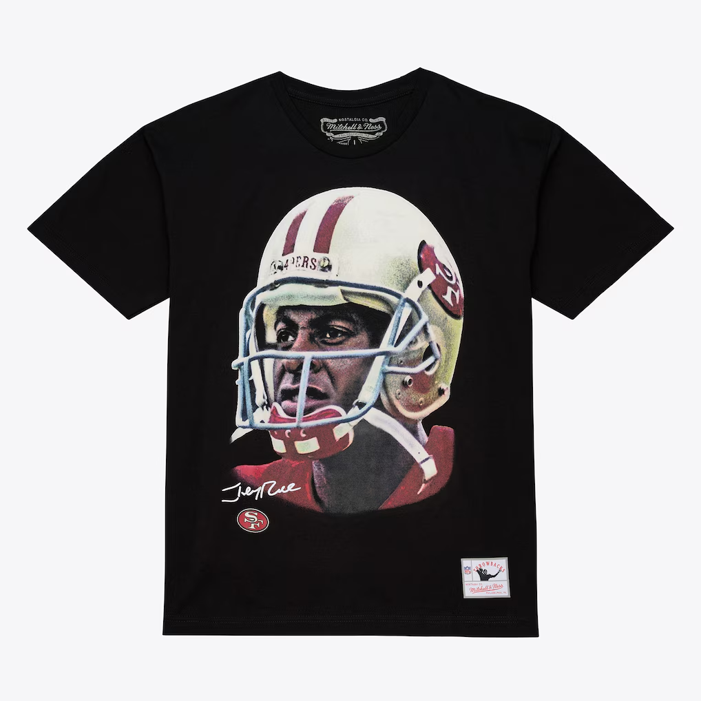 SAN FRANCISCO 49ERS JERRY RICE MEN'S MITCHELL & NESS REAL BIG FACE T-SHIRT - BLACK