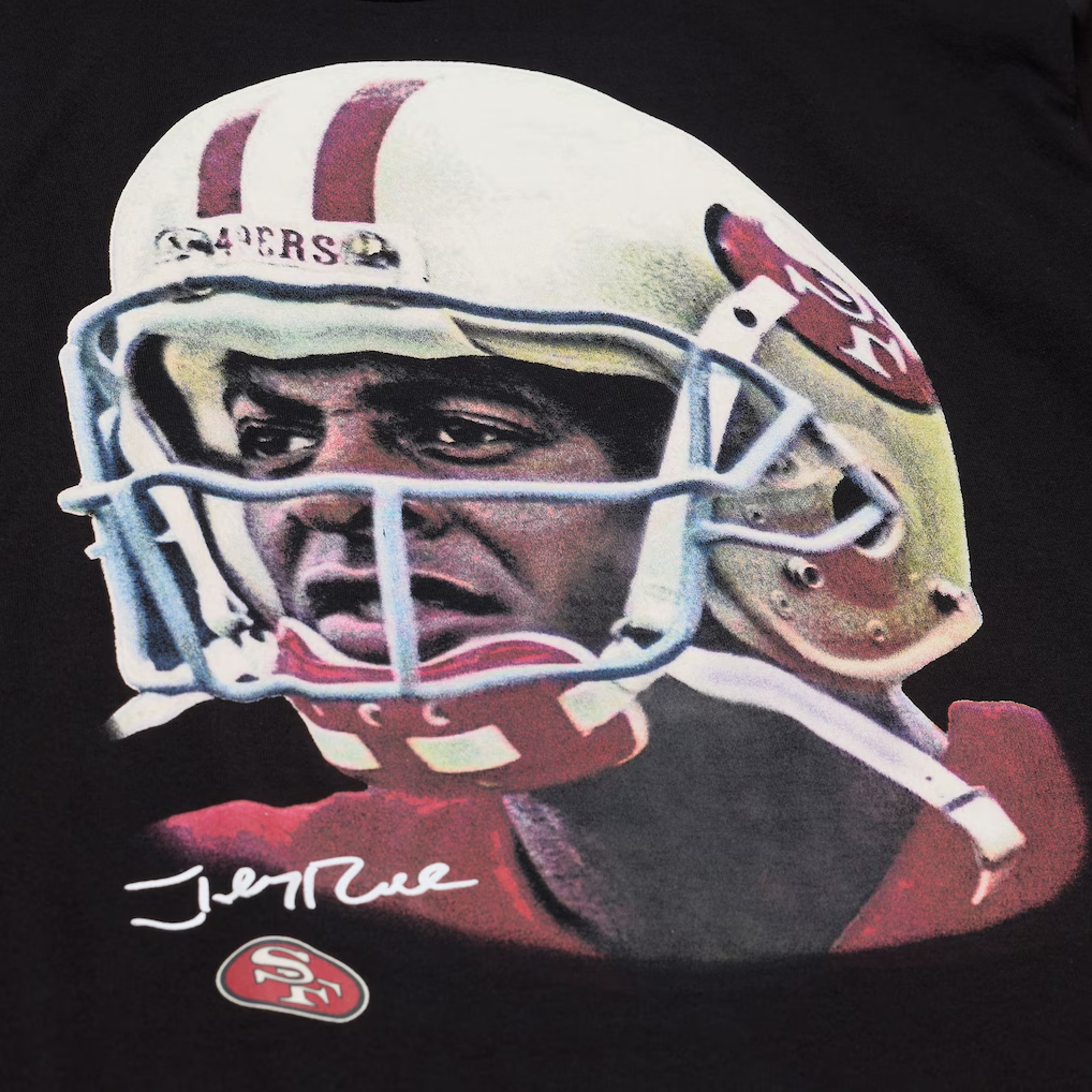 SAN FRANCISCO 49ERS JERRY RICE MEN'S MITCHELL & NESS REAL BIG FACE T-SHIRT - BLACK