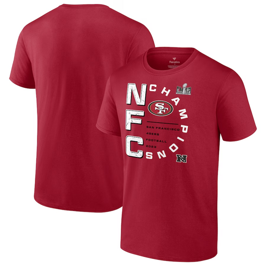 SAN FRANCISCO 49ERS KIDS/PRESCHOOL 2023 NFC CHAMPIONS RIGHT SIDE DRAW T-SHIRT - RED