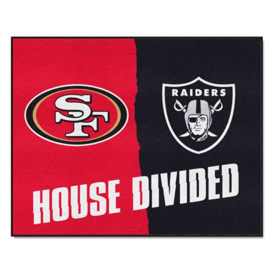 SAN FRANCISCO 49ERS / LAS VEGAS RAIDERS HOUSE DIVIDED 34" X 42.5" MAT