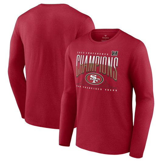 SAN FRANCISCO 49ERS MEN'S 2023 NFC CHAMPIONS HOMETOWN NOT DONE LONG SLEEVE T-SHIRT