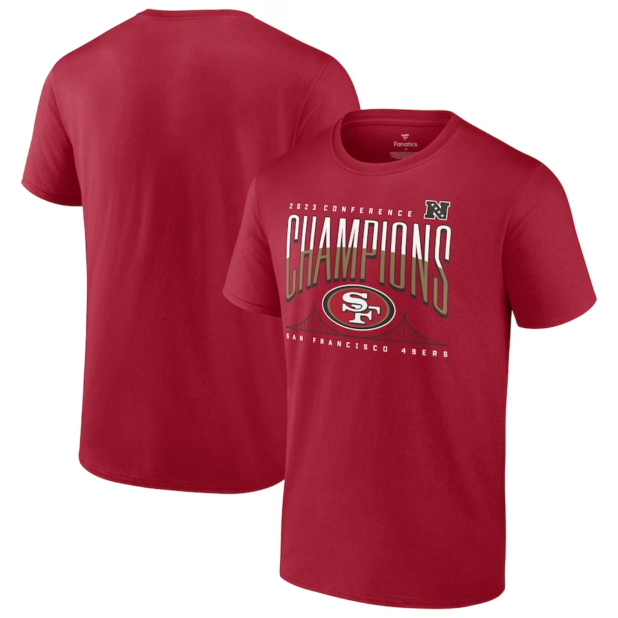 SAN FRANCISCO 49ERS MEN'S 2023 NFC CHAMPIONS HOMETOWN NOT DONE T-SHIRT