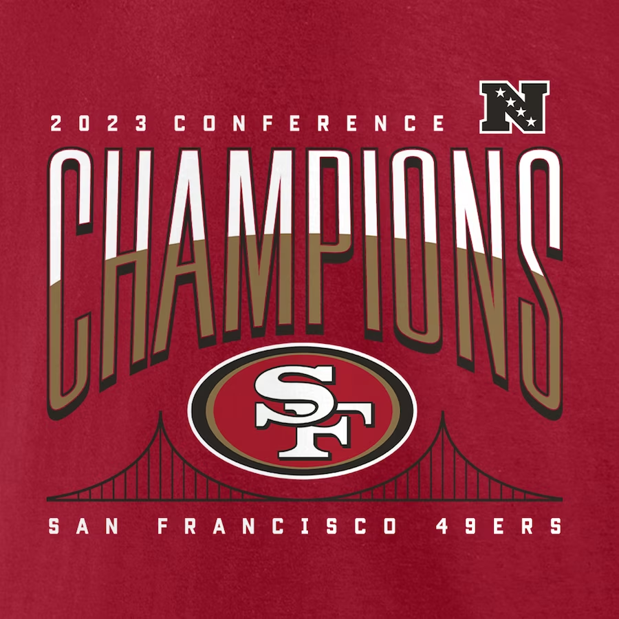 SAN FRANCISCO 49ERS MEN'S 2023 NFC CHAMPIONS HOMETOWN NOT DONE T-SHIRT