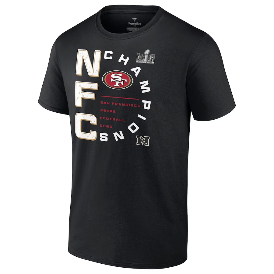 SAN FRANCISCO 49ERS MEN'S 2023 NFC CHAMPIONS RIGHT SIDE DRAW T-SHIRT