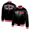 SAN FRANCISCO 49ERS MEN'S FAITHFUL TO THE BAY SATIN JACKET - BLACK