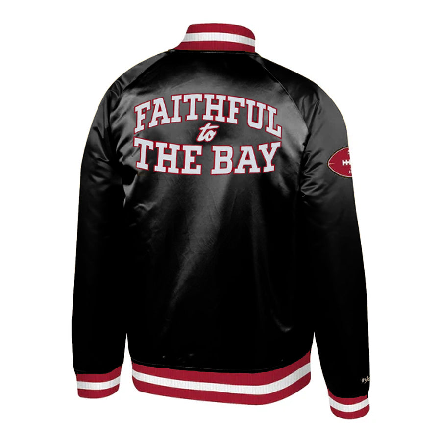 SAN FRANCISCO 49ERS MEN'S FAITHFUL TO THE BAY SATIN JACKET - BLACK